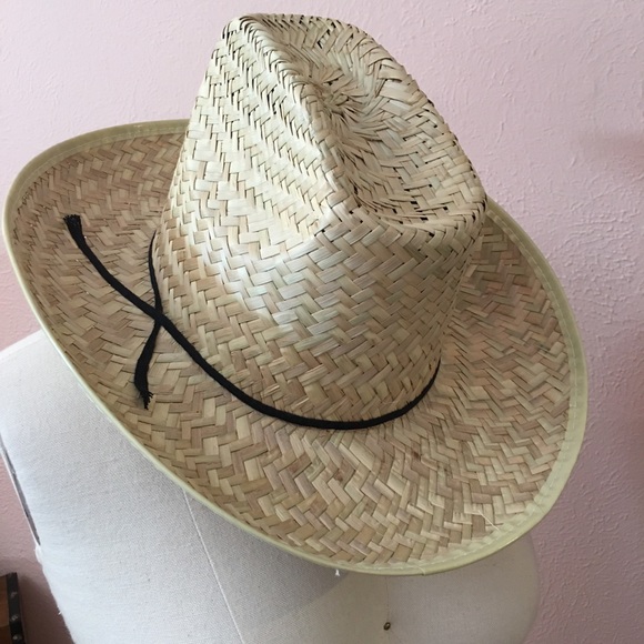 Vintage Natural Straw Woven southwestern Cowboy Hat Coastal Cowgirl - Picture 9 of 13